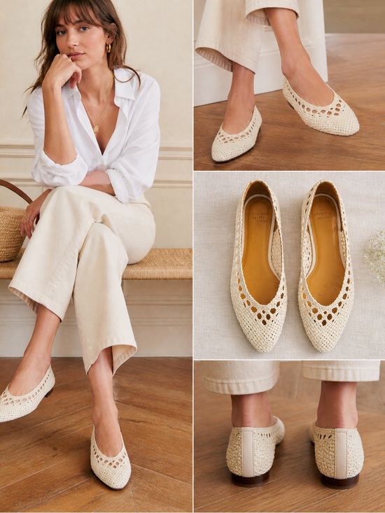 Sezane Shoes - Sezane Woven Ballet Flats EU39 US8 Ivory Raffia Leather Minimal Chic